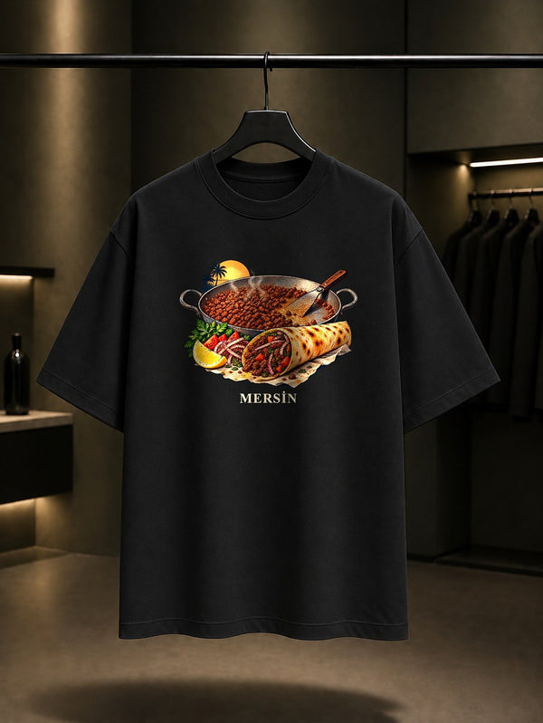 Mersin Tantuni baskılı siyah t-shirt