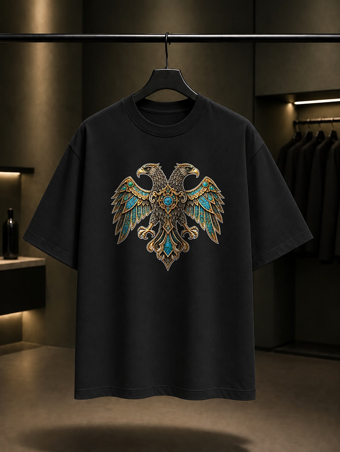 Çift Başlı Kartal Baskılı Unisex %100 Pamuk Tişört · Selçuklu Motifi