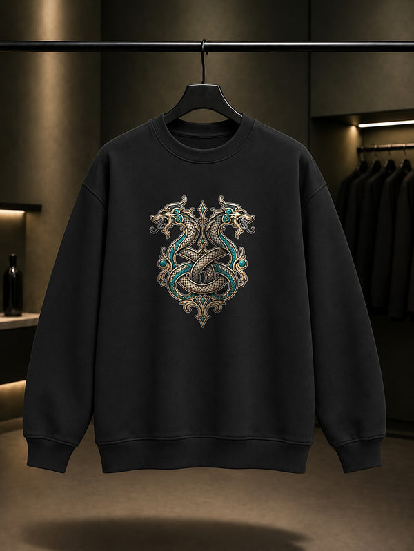 Ejder Baskılı Unisex %100 Pamuk Sweatshirt · Türk Mitolojisi
