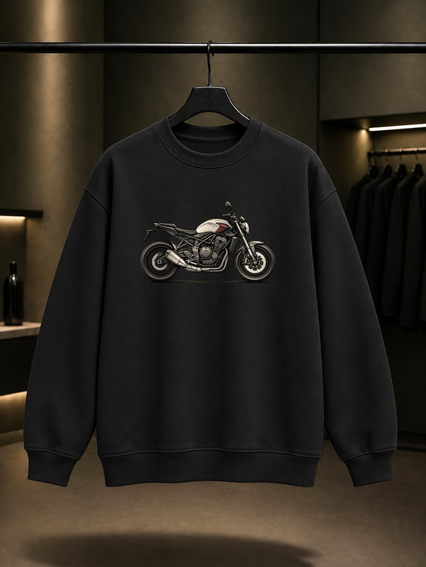 Roadster Çizimi Baskılı Unisex %100 Pamuk Sweatshirt · Motosiklet