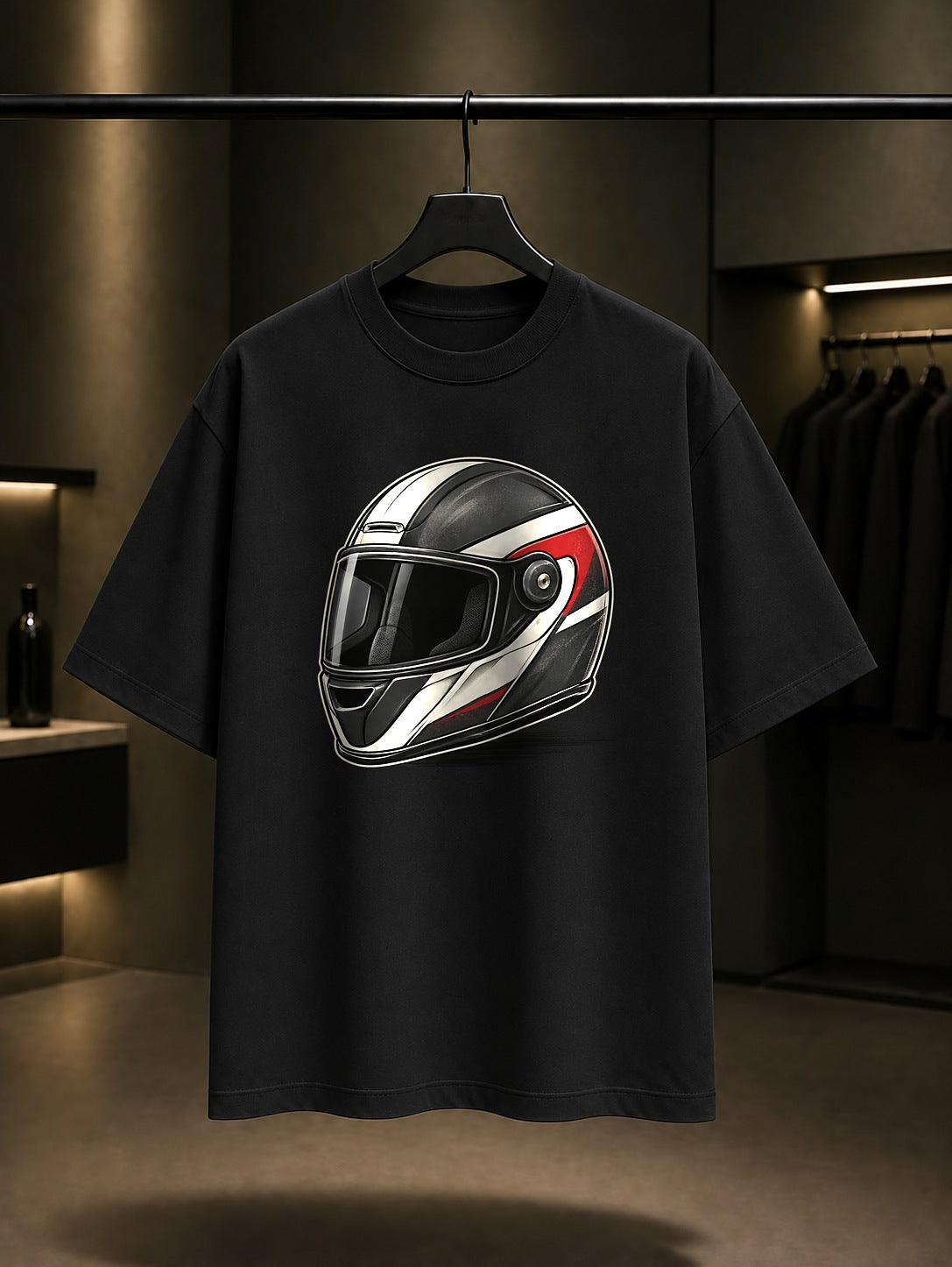 Mini Kask Baskılı Unisex %100 Pamuk Tişört · Motosiklet
