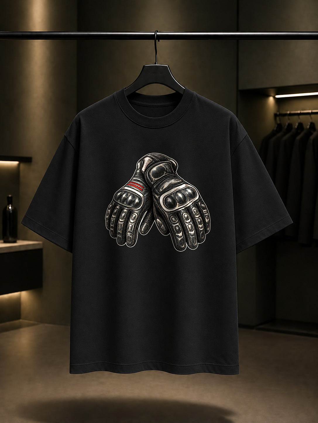 Mini Eldiven Baskılı Unisex %100 Pamuk Tişört · Motosiklet