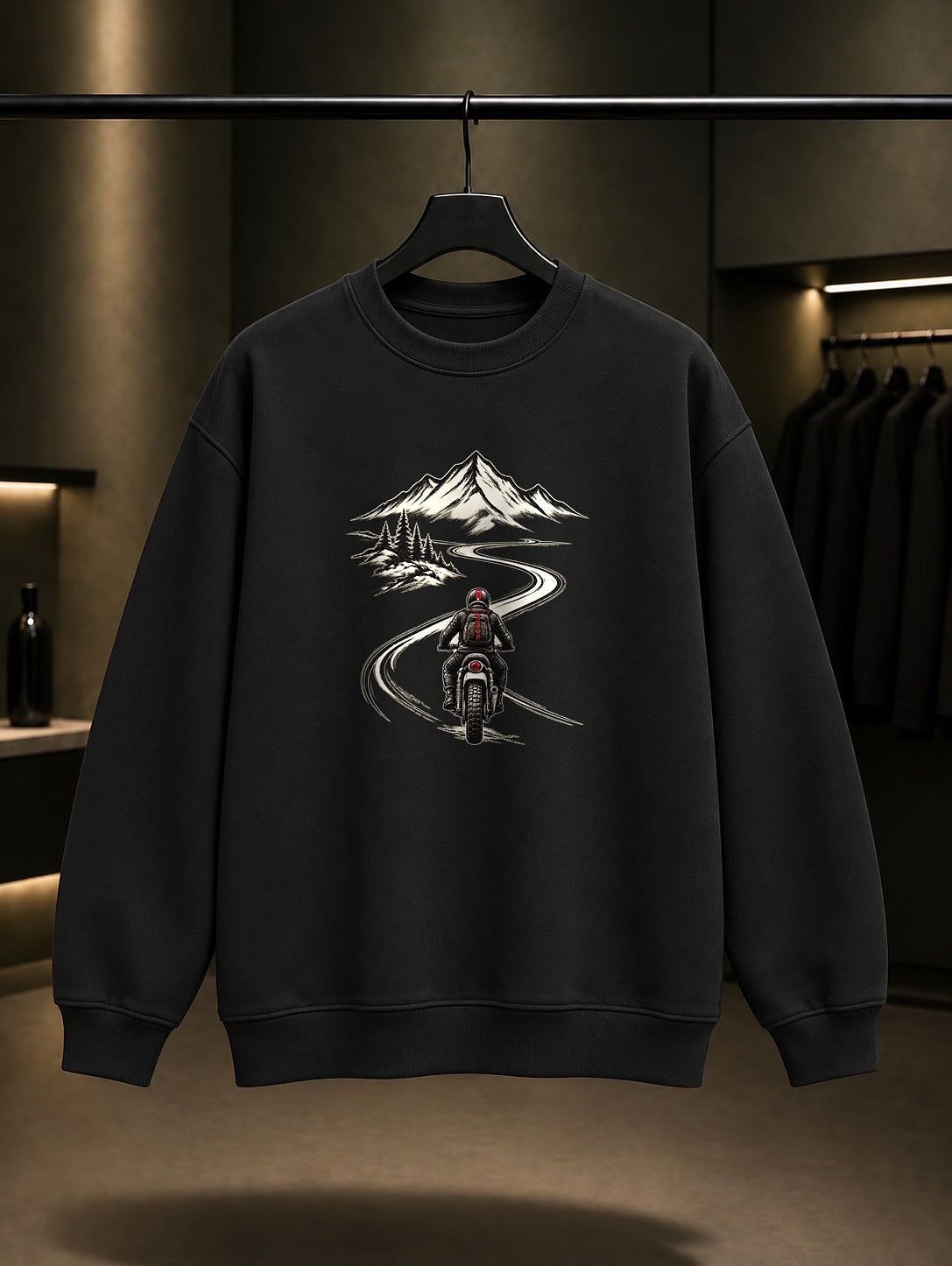 Mini Yol Baskılı Unisex %100 Pamuk Sweatshirt · Motosiklet