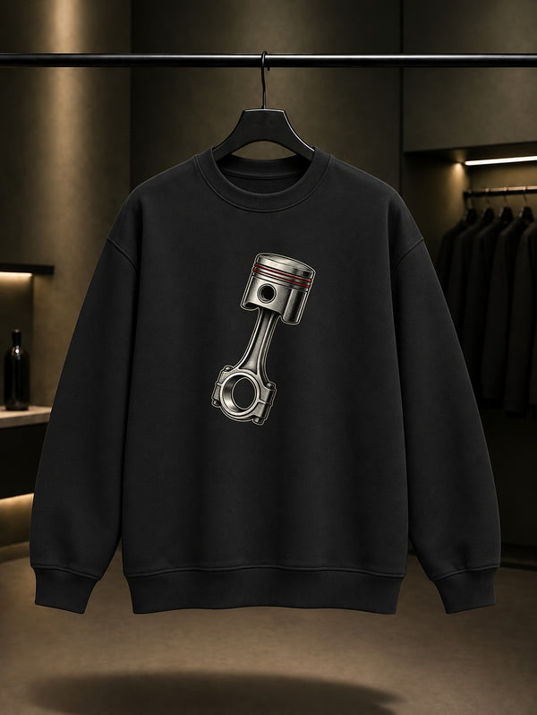 Mini Piston Baskılı Unisex %100 Pamuk Sweatshirt · Motosiklet
