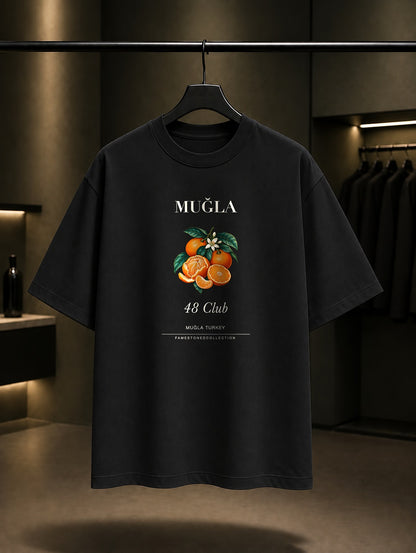 Muğla Bodrum Mandalinası 48 Club baskılı siyah t-shirt