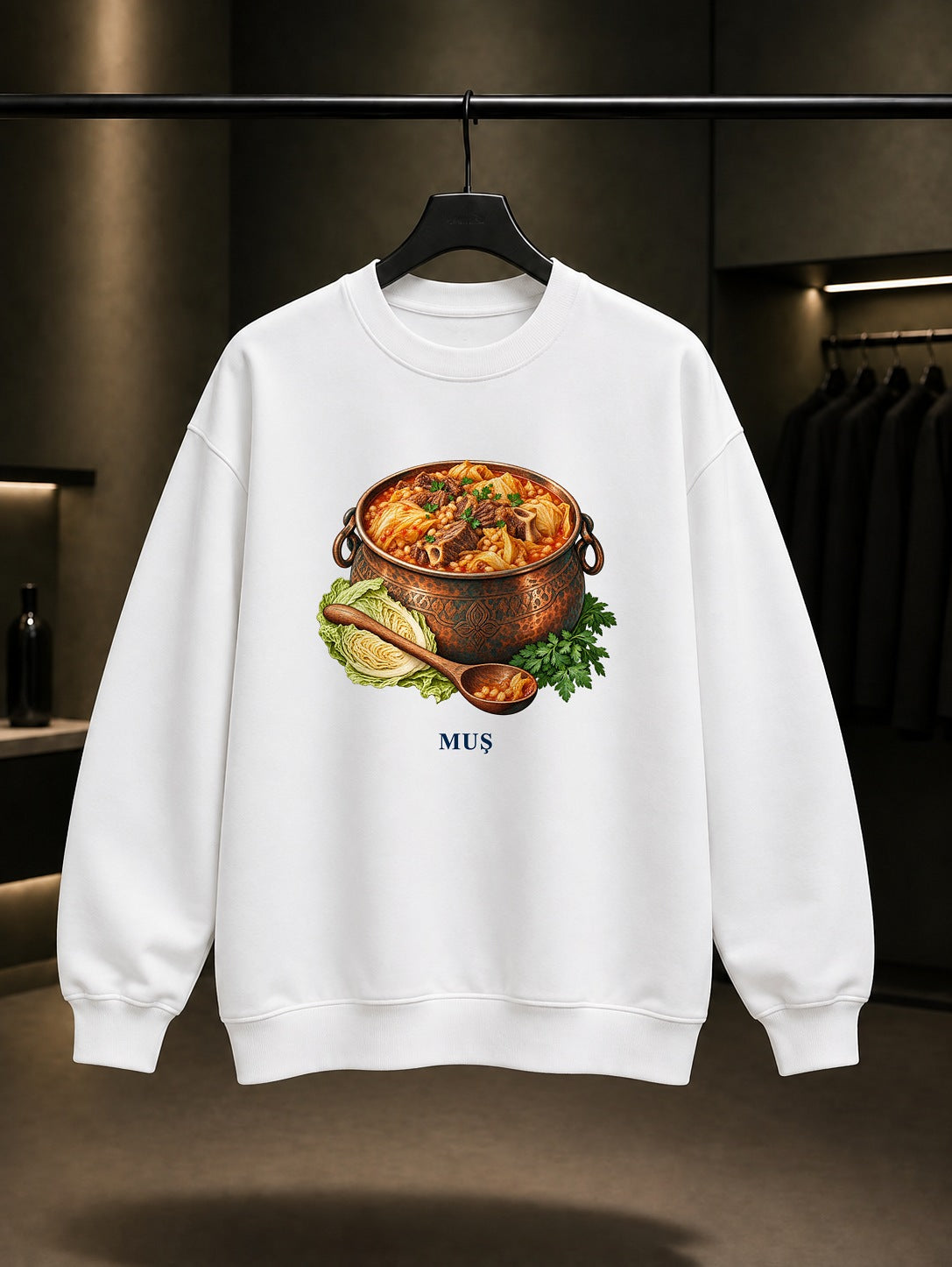 Muş Corti baskılı beyaz sweatshirt