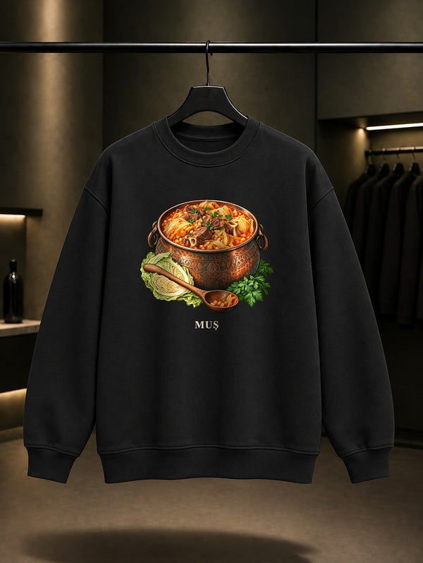 Muş Corti baskılı siyah sweatshirt