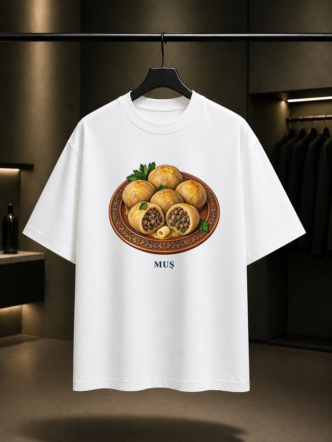 Muş Köftesi baskılı beyaz t-shirt