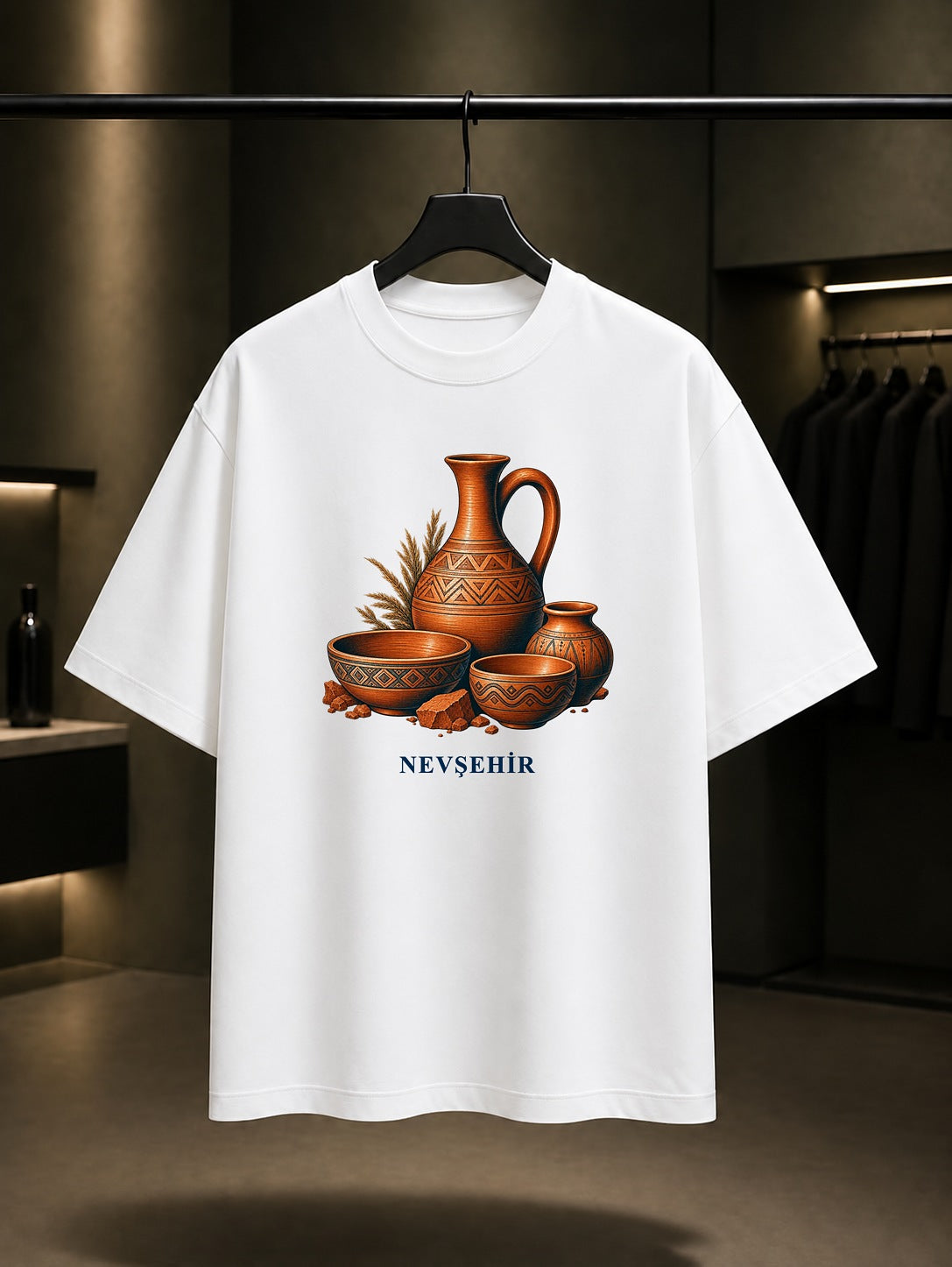 Nevşehir Avanos Çömlek baskılı beyaz t-shirt