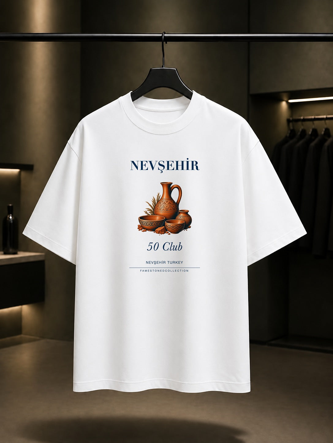Nevşehir Avanos Çömlek 50 Club baskılı beyaz t-shirt