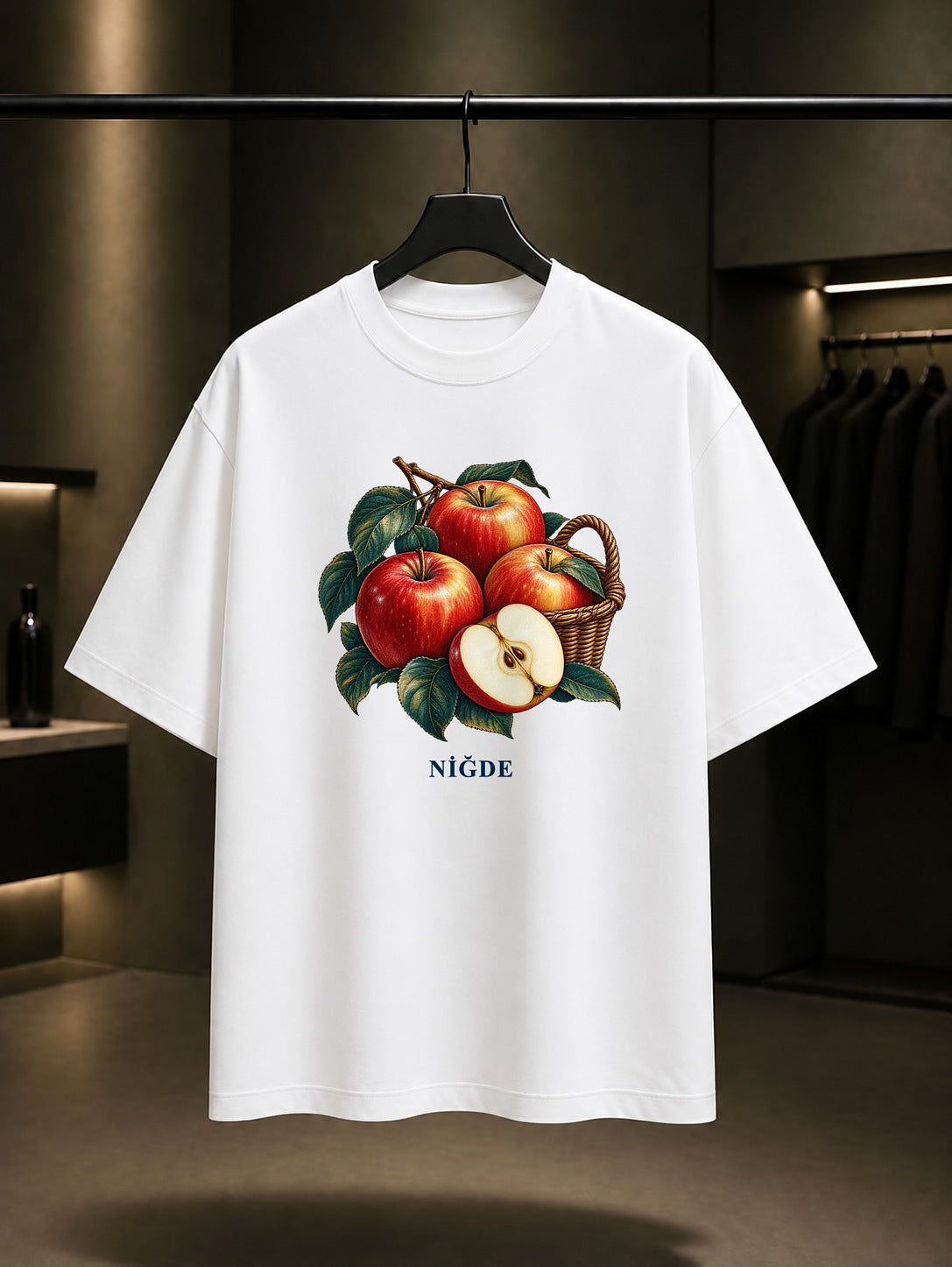Niğde Elması baskılı beyaz t-shirt