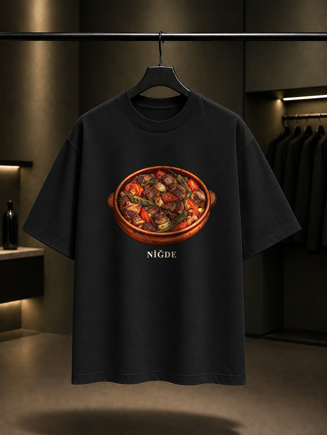 Niğde Tava baskılı siyah t-shirt