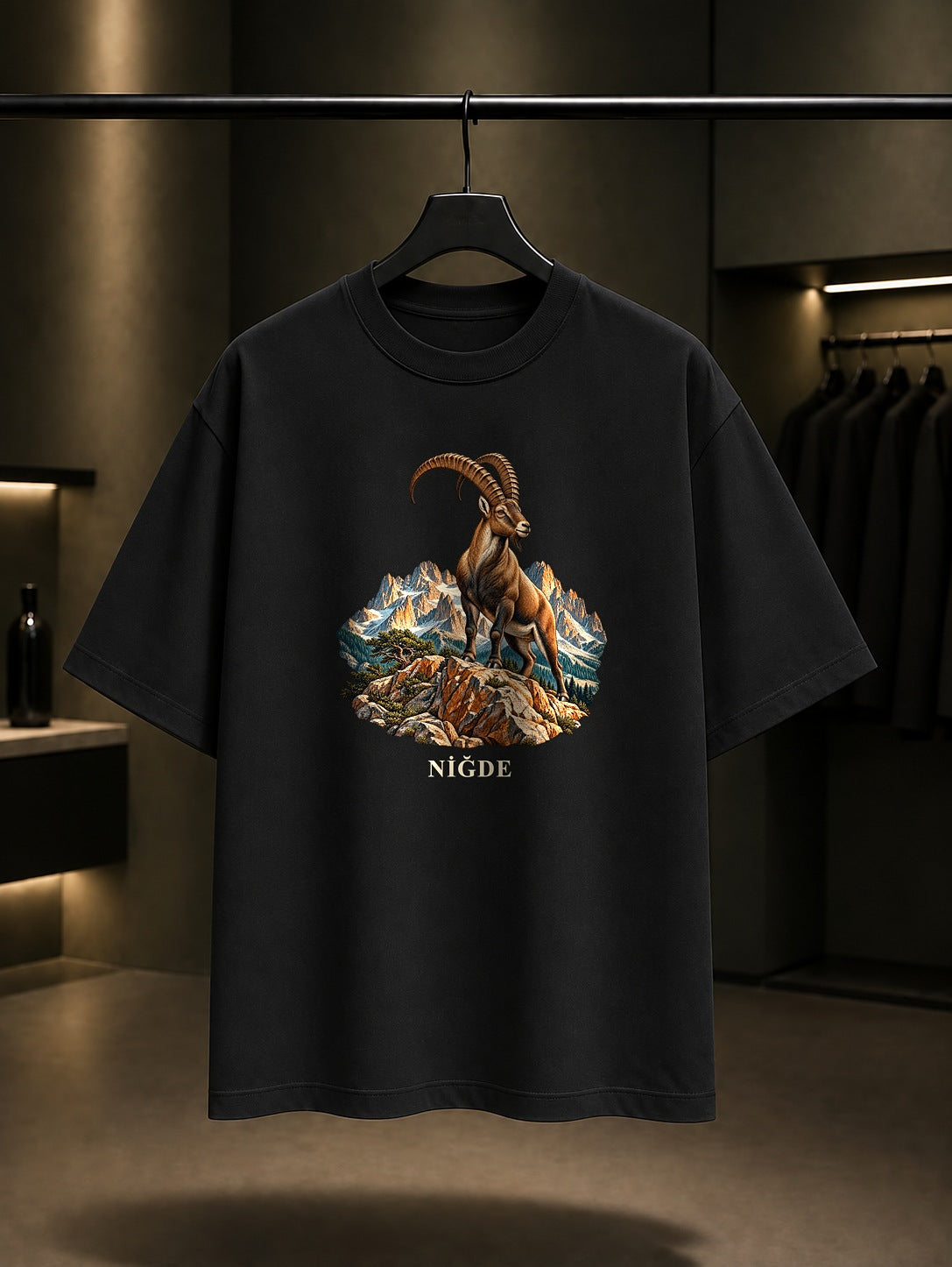 Niğde Dağ Keçisi baskılı siyah t-shirt