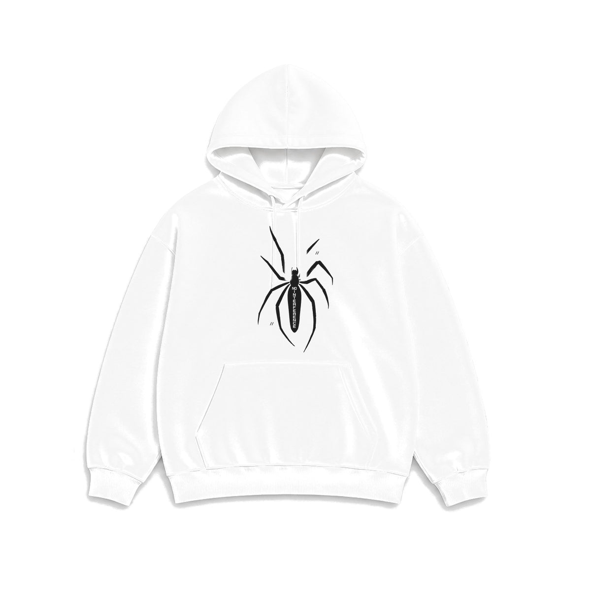 No Interference Mürekkep Örümcek baskılı beyaz kapüşonlu sweatshirt