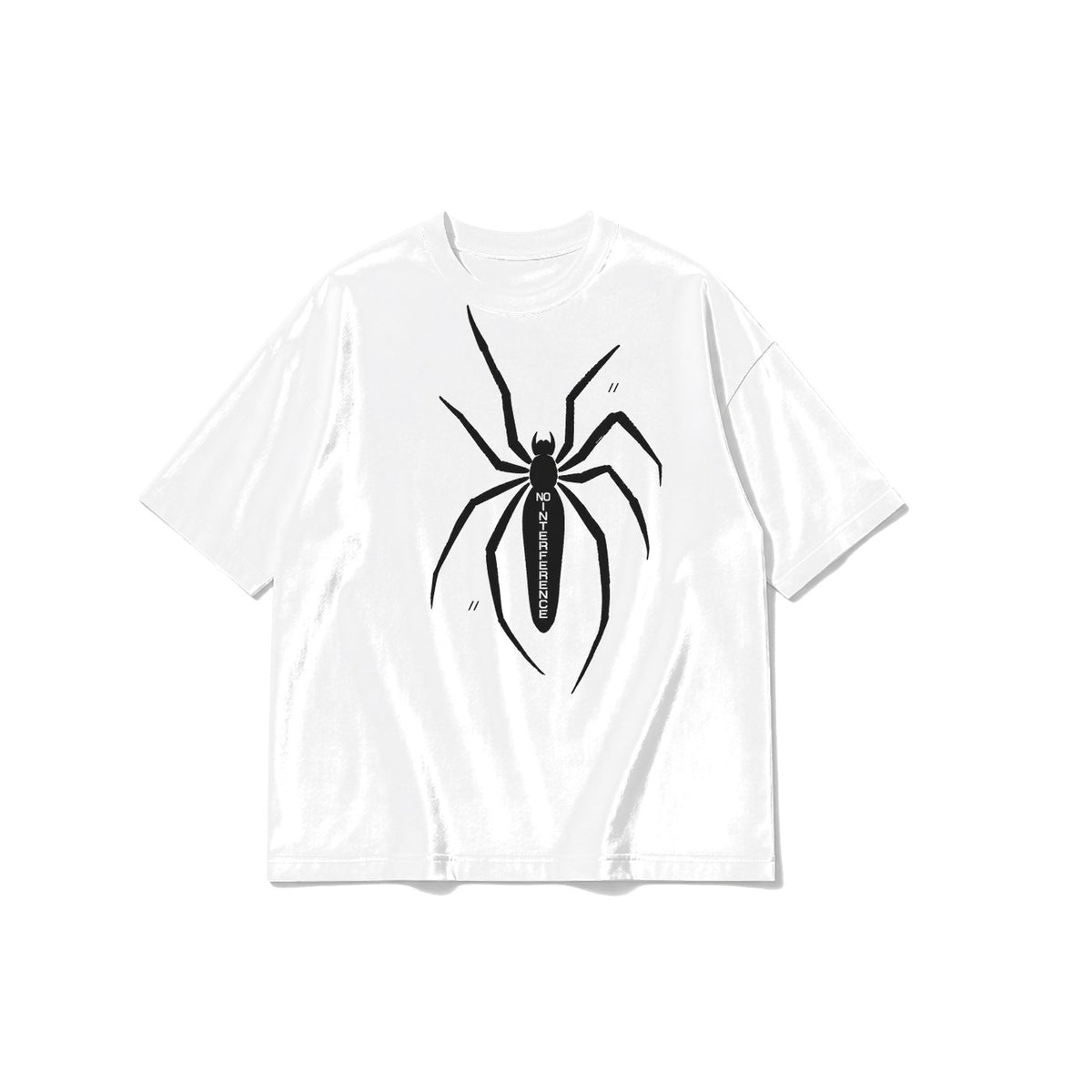 No Interference Mürekkep Örümcek baskılı beyaz t-shirt