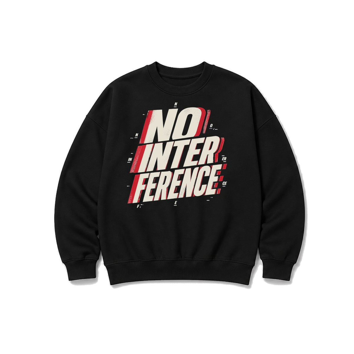 No Interference Yazılı baskılı siyah sweatshirt