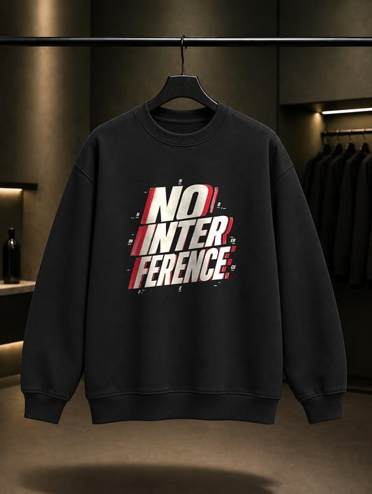 No Interference Yazılı baskılı siyah sweatshirt