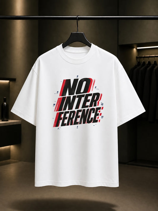 No Interference Yazılı baskılı beyaz t-shirt