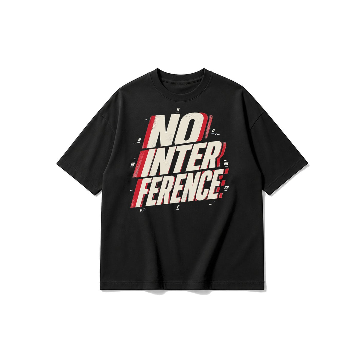 No Interference Yazılı baskılı siyah t-shirt