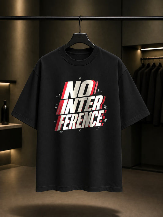 No Interference Yazılı baskılı siyah t-shirt
