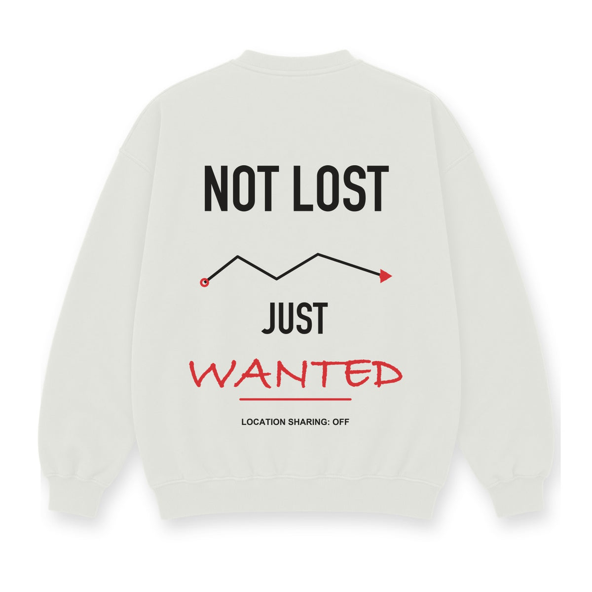 Not Lost Just Wanted baskılı beyaz sweatshirt