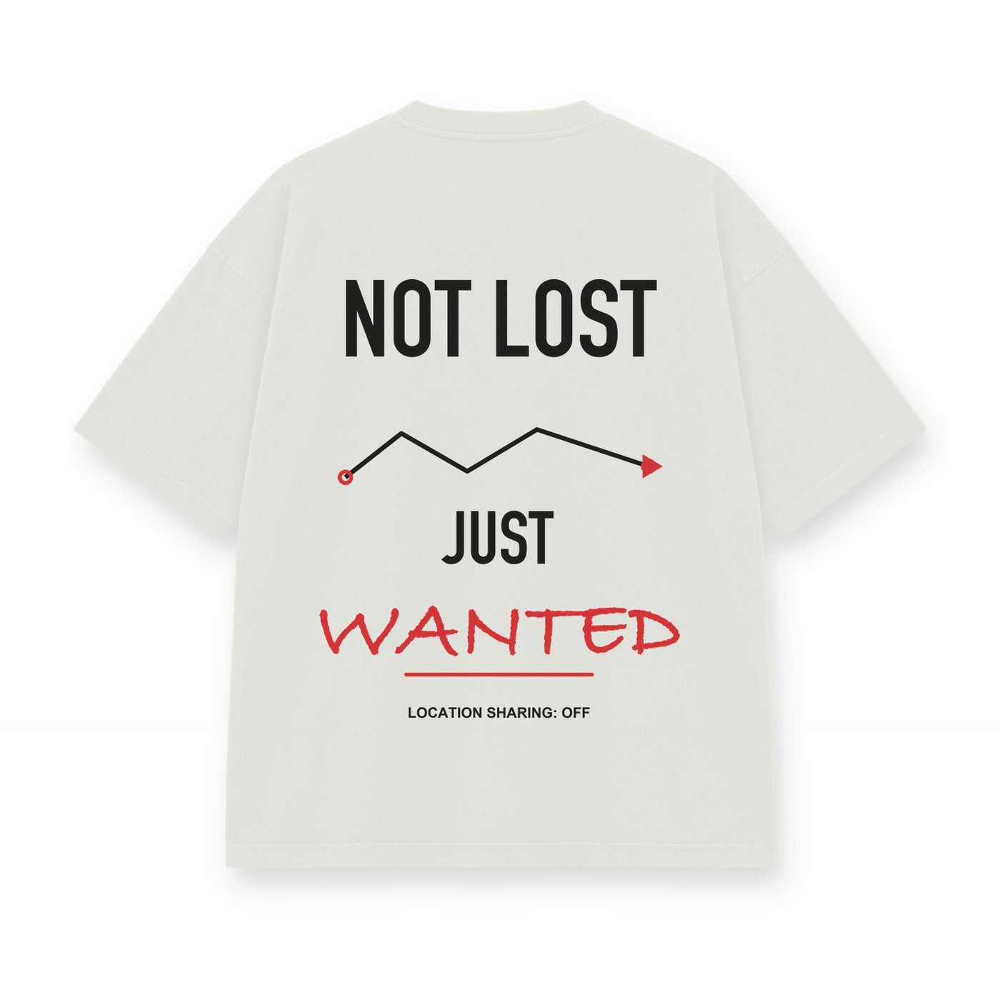 Not Lost Just Wanted baskılı beyaz tişört