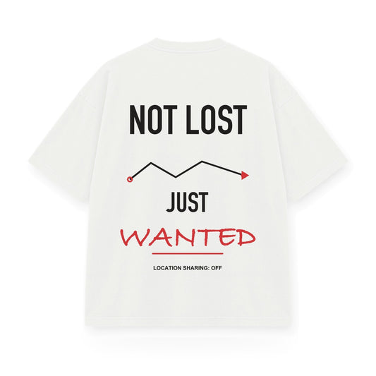 Not Lost Just Wanted baskılı beyaz tişört