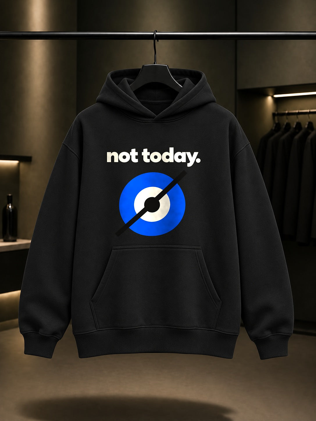 Bugün Değil Baskılı Unisex %100 Pamuk Kapüşonlu Sweatshirt · Nazar