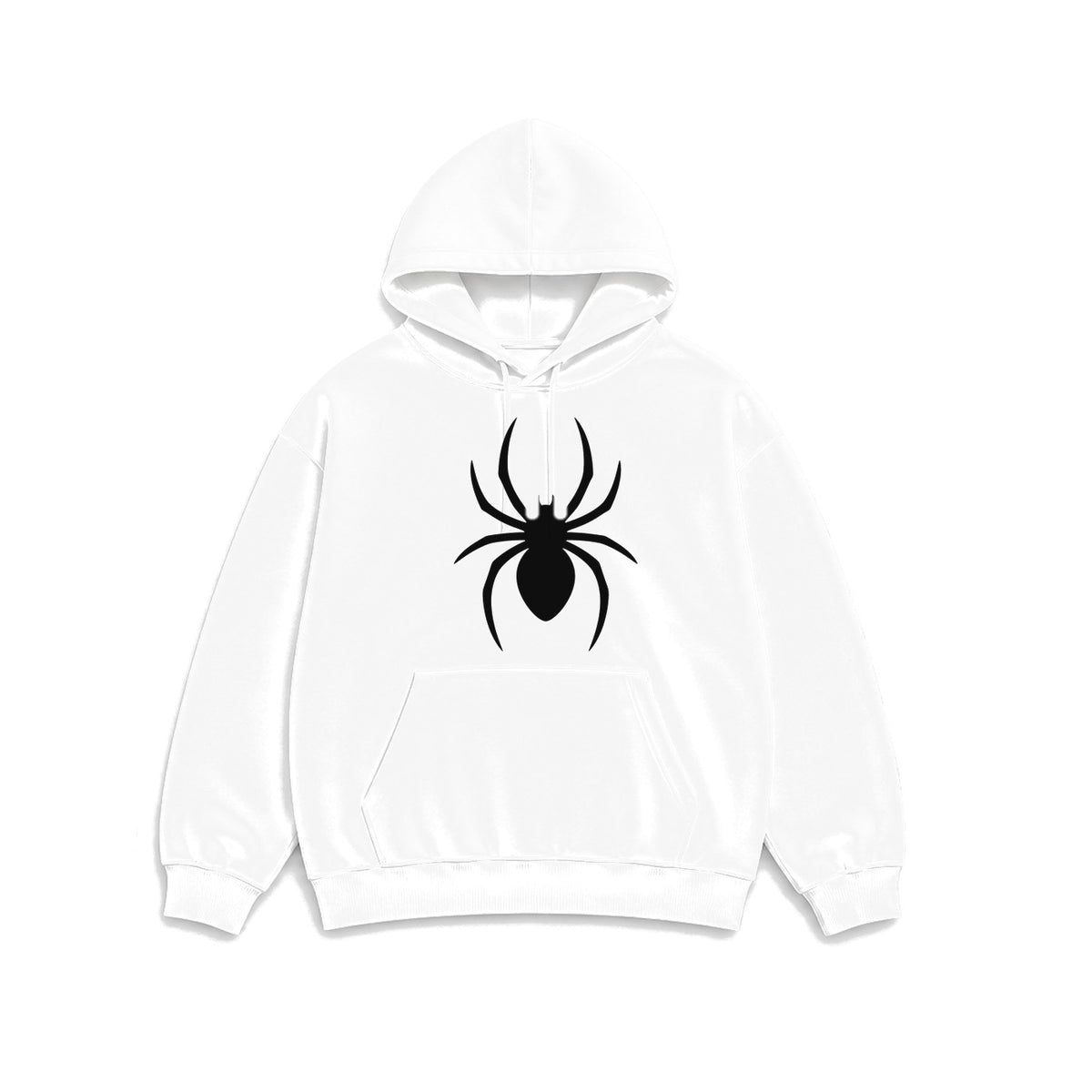 Tek Renk Örümcek baskılı beyaz kapüşonlu sweatshirt