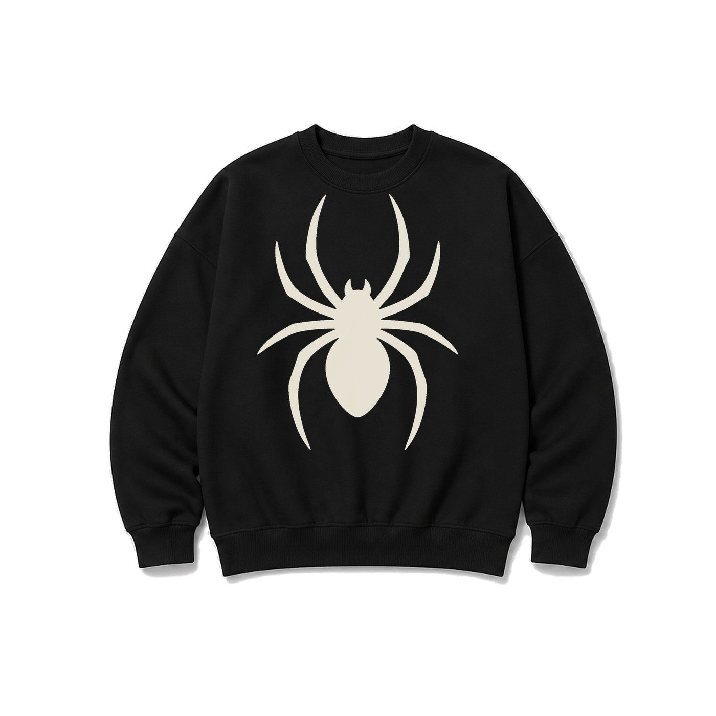 Tek Renk Örümcek baskılı siyah sweatshirt