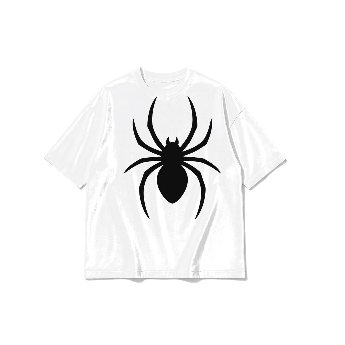 Tek Renk Örümcek baskılı beyaz t-shirt