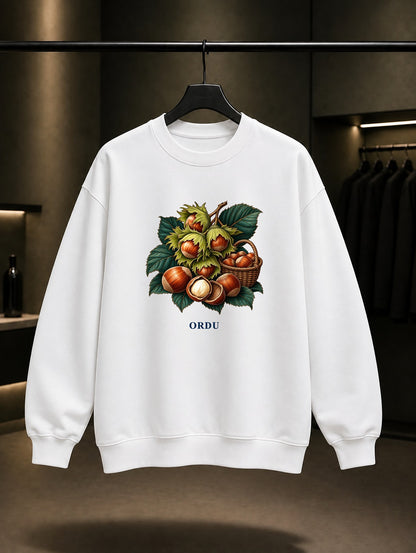 Ordu Fındığı baskılı beyaz sweatshirt