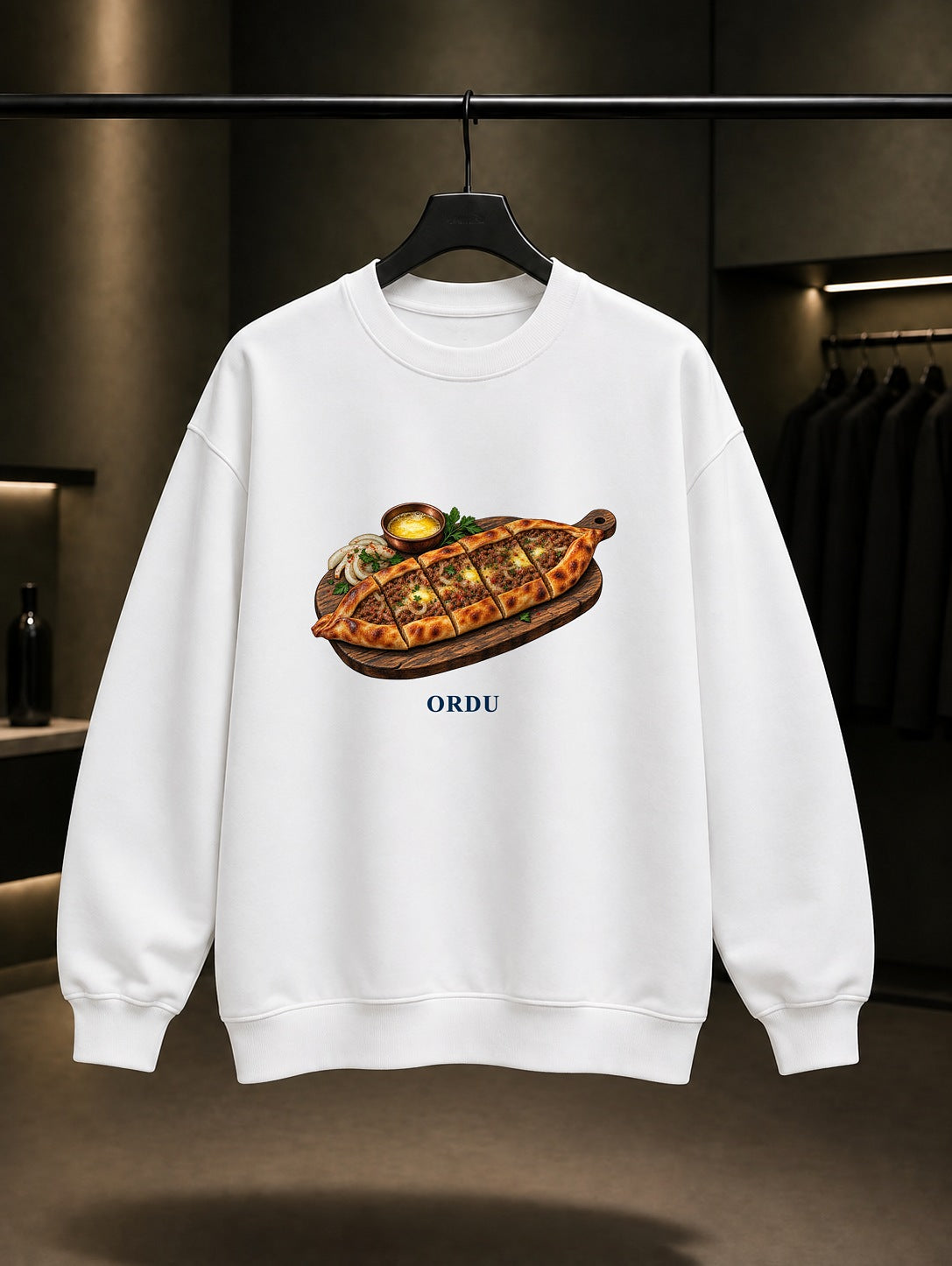 Ordu Pidesi baskılı beyaz sweatshirt