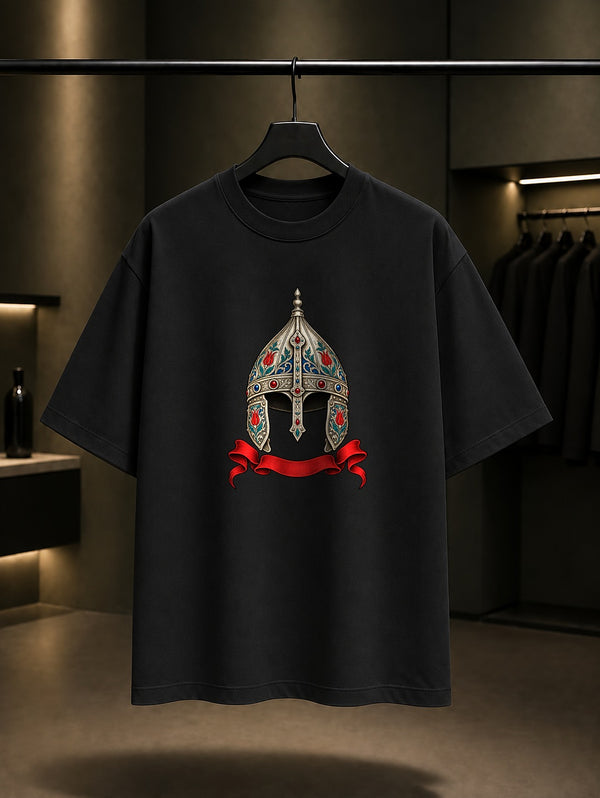 Tulga Miğfer Baskılı Unisex %100 Pamuk Tişört · Osmanlı Motifi