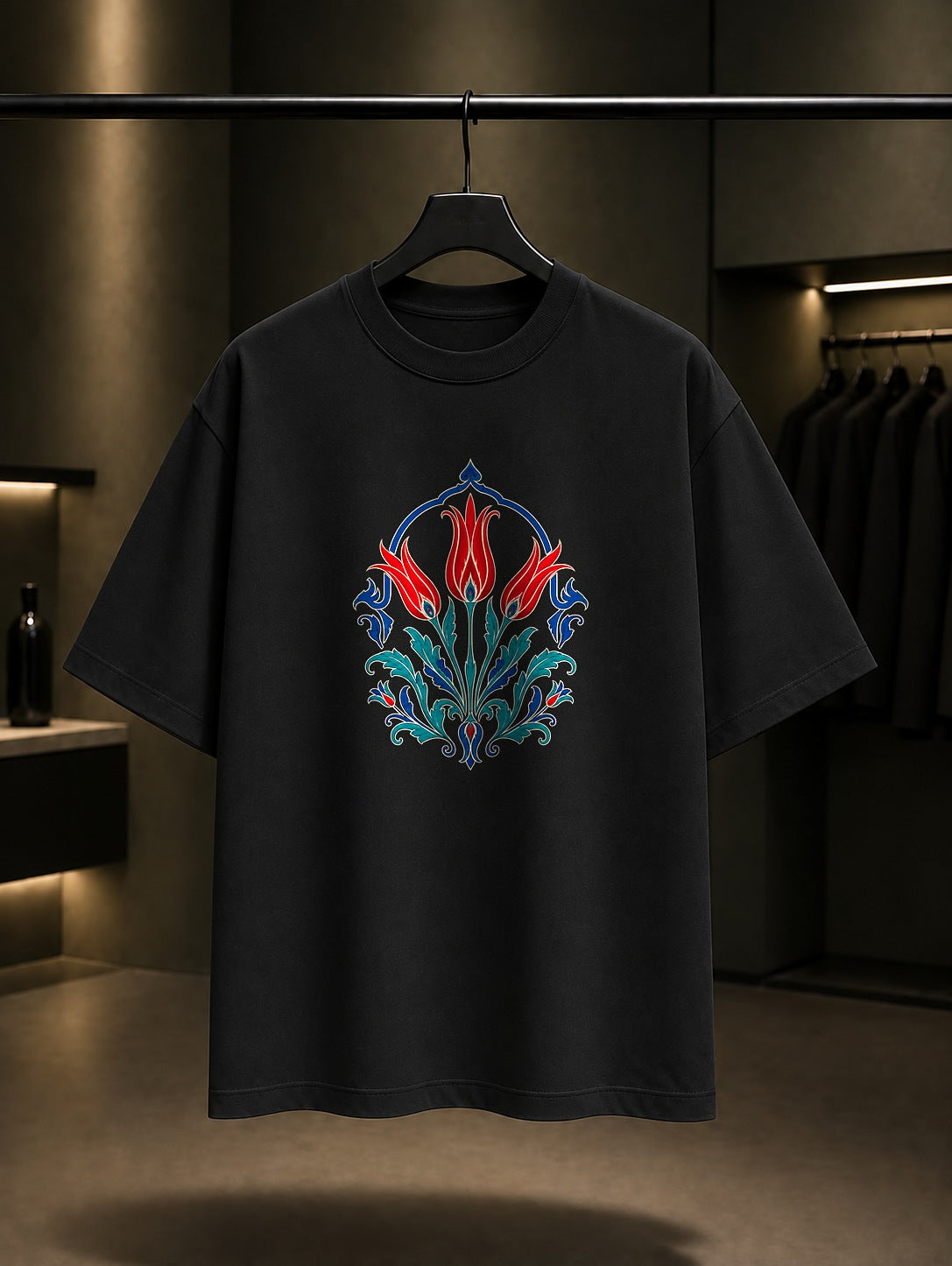 Lale Kemeri Baskılı Unisex %100 Pamuk Tişört · Osmanlı Motifi