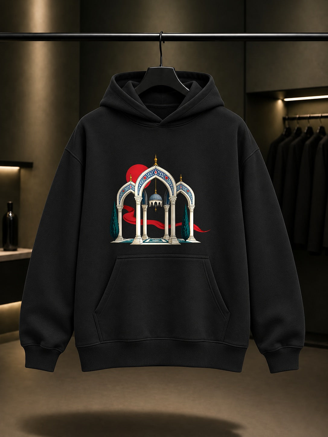 Kemer Ritmi Baskılı Unisex %100 Pamuk Kapüşonlu Sweatshirt · Osmanlı Motifi