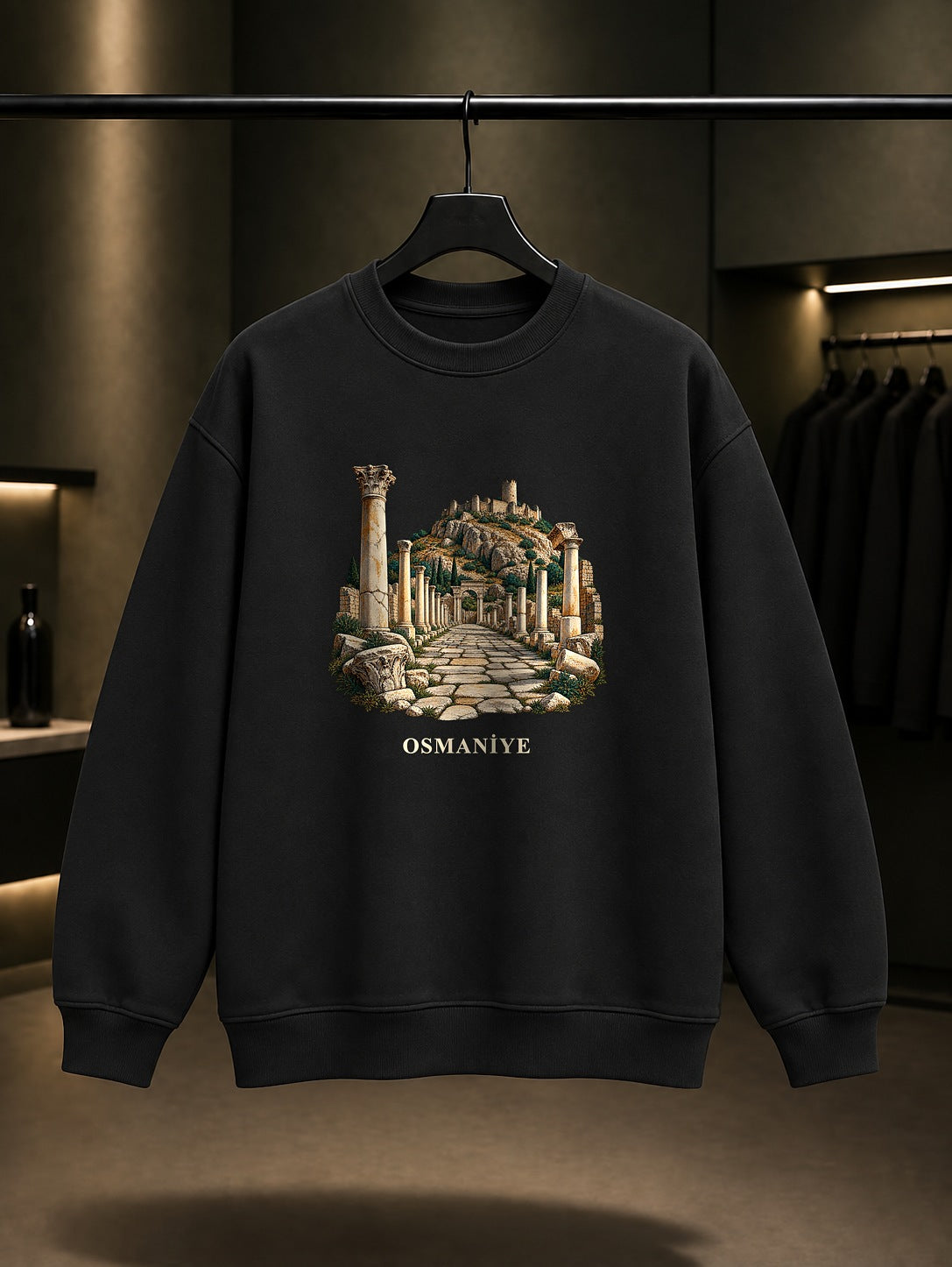 Osmaniye Kastabala baskılı siyah sweatshirt