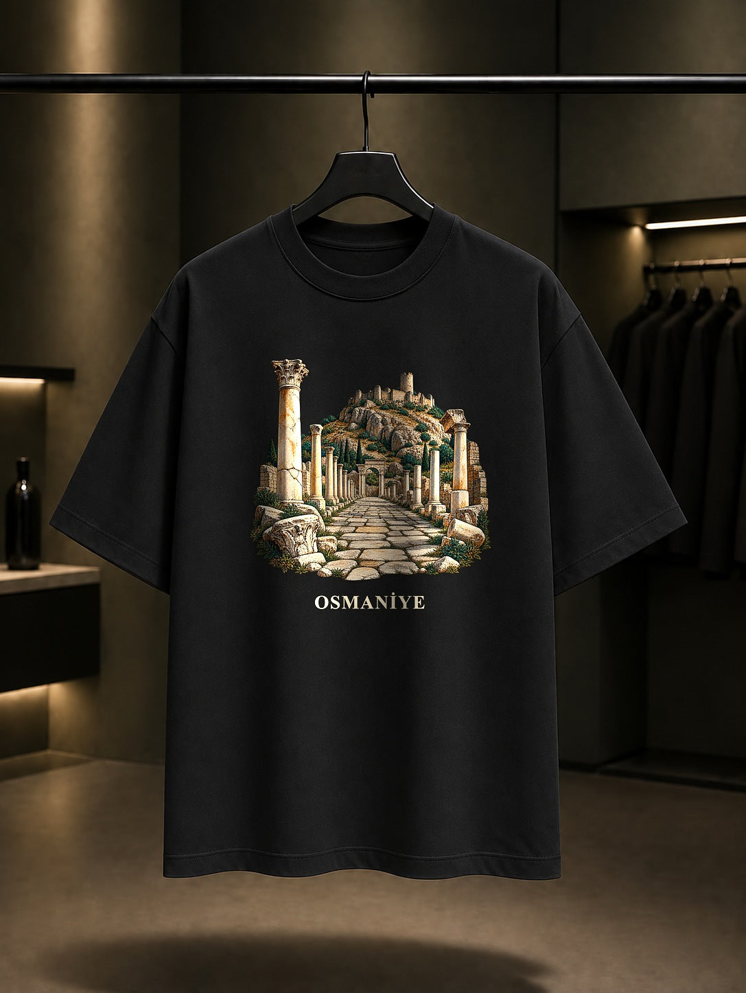 Osmaniye Kastabala baskılı siyah t-shirt