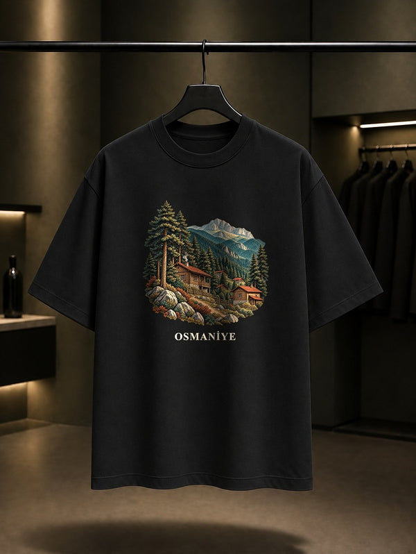 Osmaniye Zorkun Yaylası baskılı siyah t-shirt