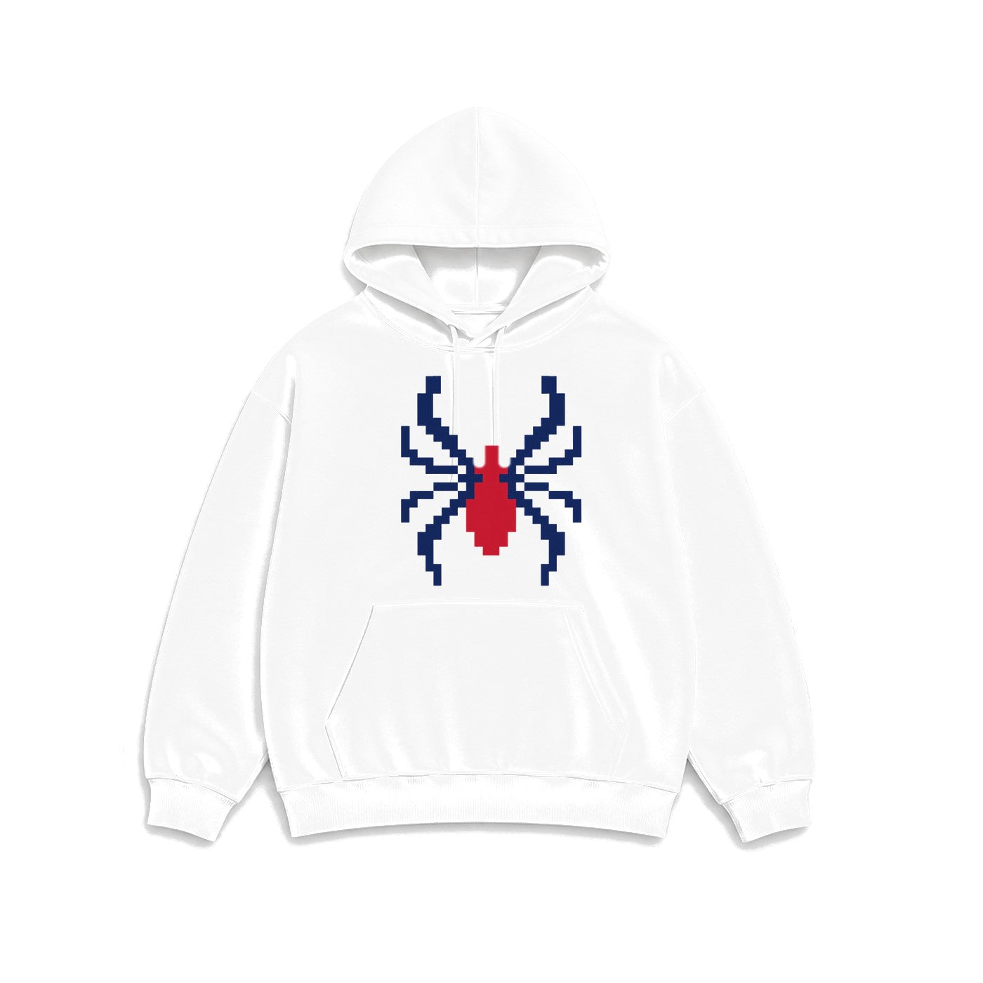 Piksel Örümcek baskılı beyaz kapüşonlu sweatshirt