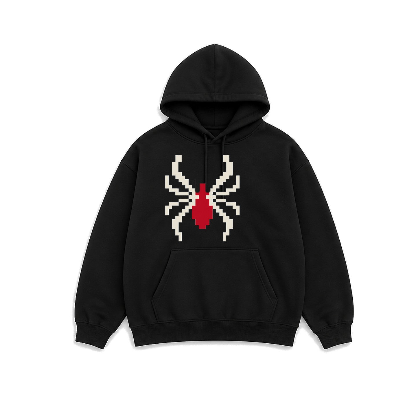 Piksel Örümcek baskılı siyah kapüşonlu sweatshirt