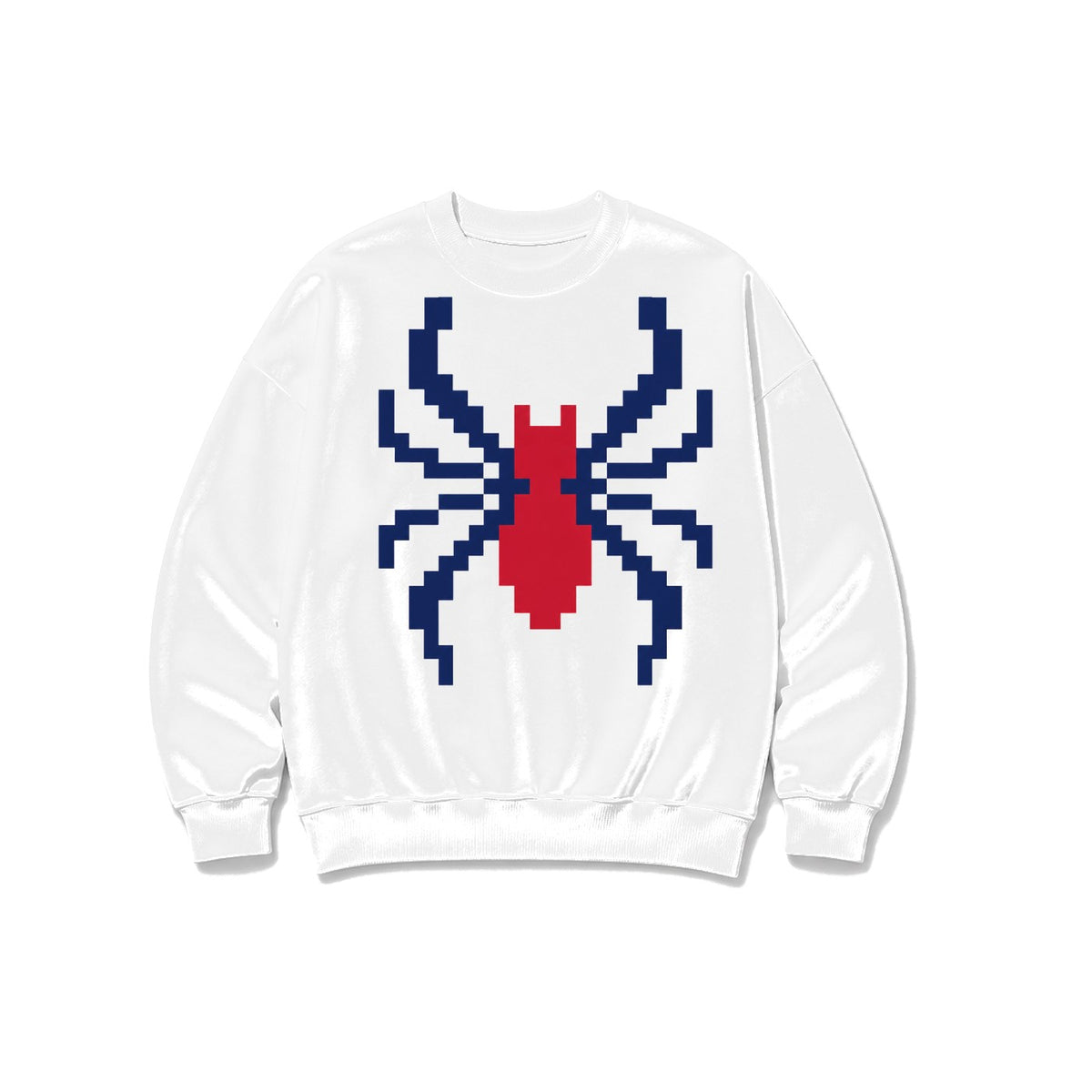 Piksel Örümcek baskılı beyaz sweatshirt
