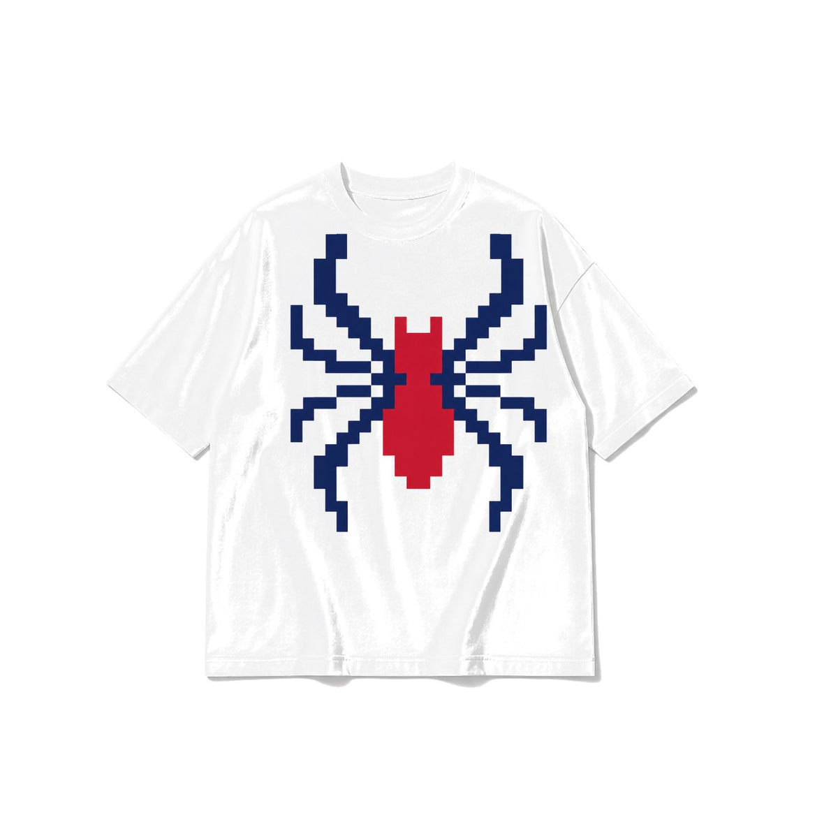 Piksel Örümcek baskılı beyaz t-shirt