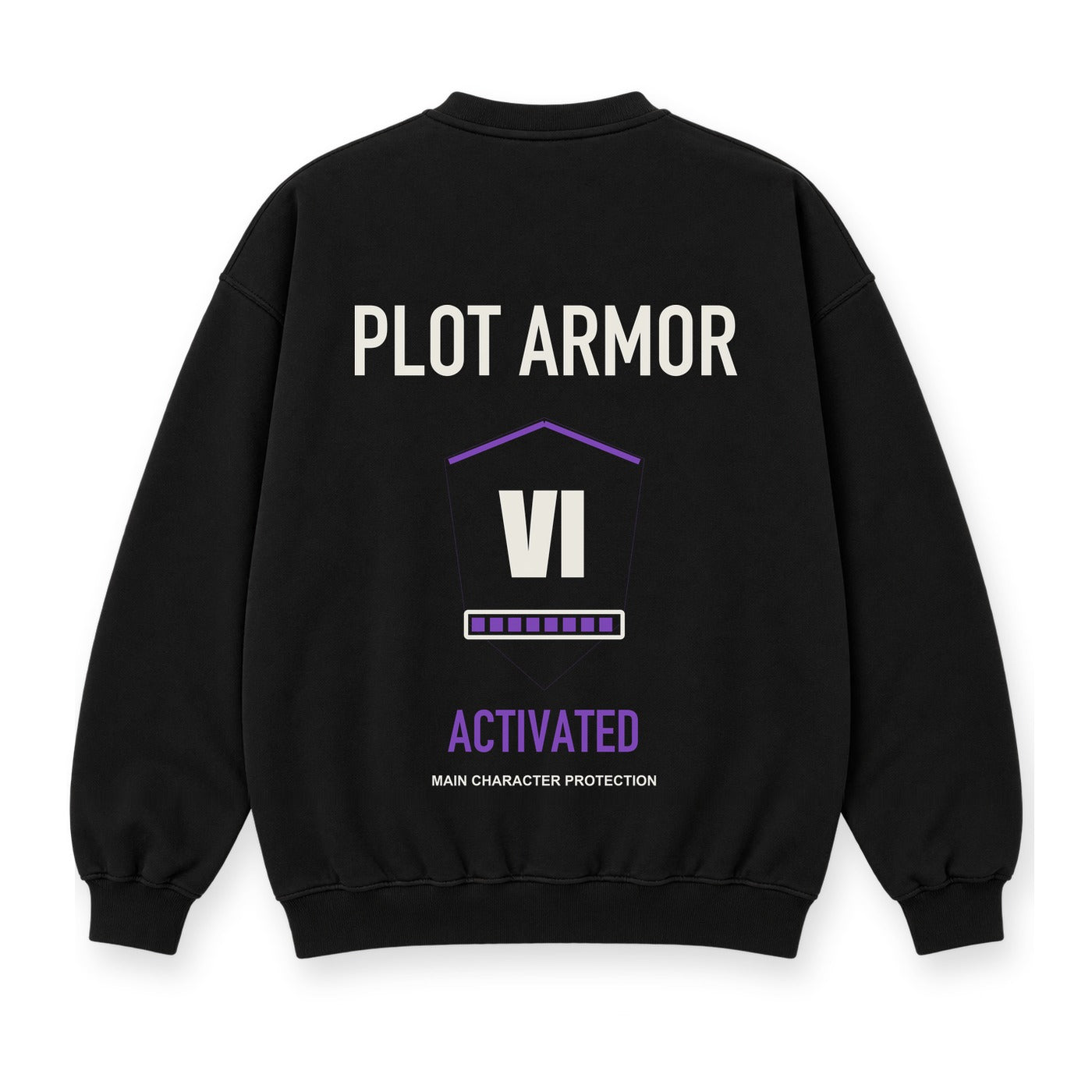Plot Armor Activated baskılı siyah sweatshirt