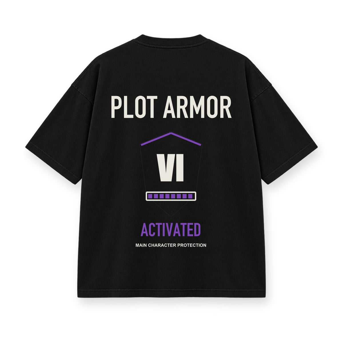 Plot Armor Activated baskılı siyah tişört