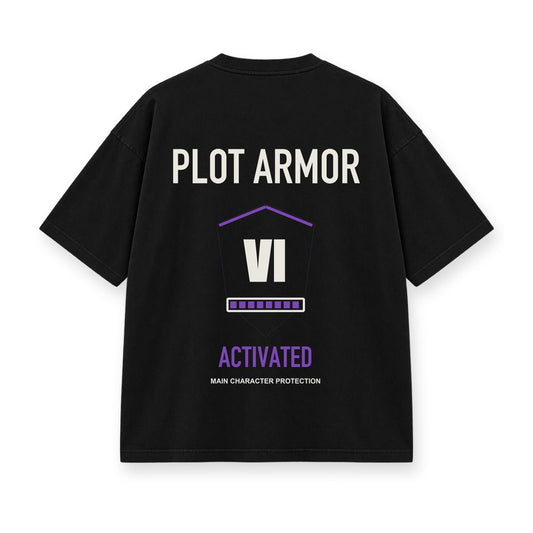 Plot Armor Activated baskılı siyah tişört