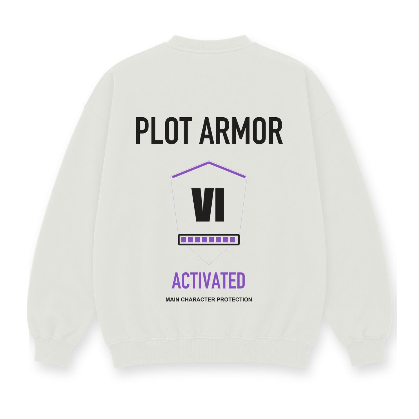 Plot Armor Activated baskılı beyaz sweatshirt