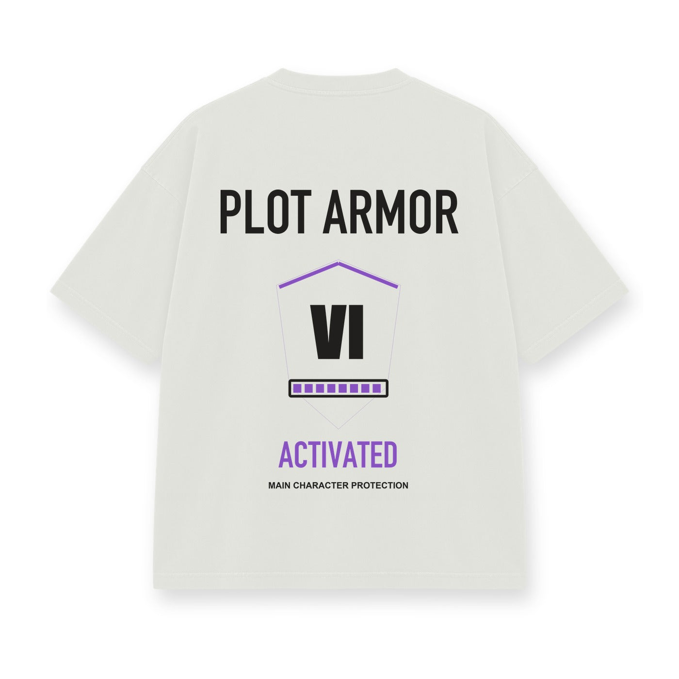 Plot Armor Activated baskılı beyaz tişört