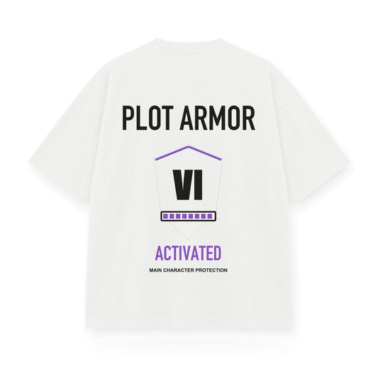 Plot Armor Activated baskılı beyaz tişört