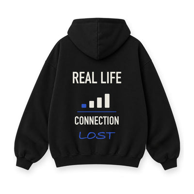 Real Life Connection Lost Baskılı Unisex %100 Pamuk Kapüşonlu Sweatshirt